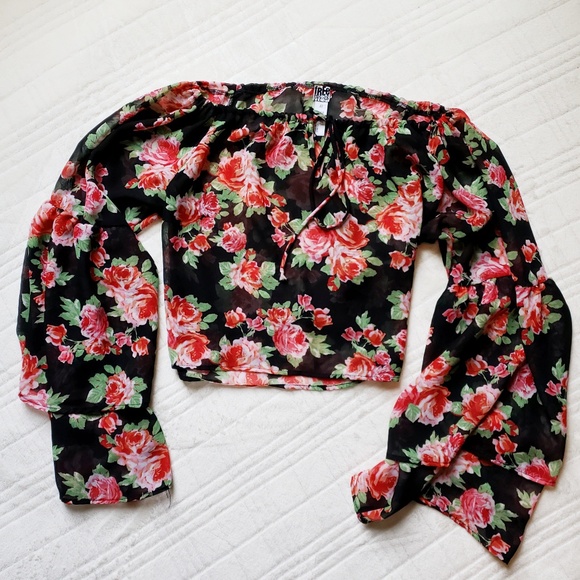 Free Press Long Sleeve Floral Ruffle Blouse XS - Picture 2 of 8